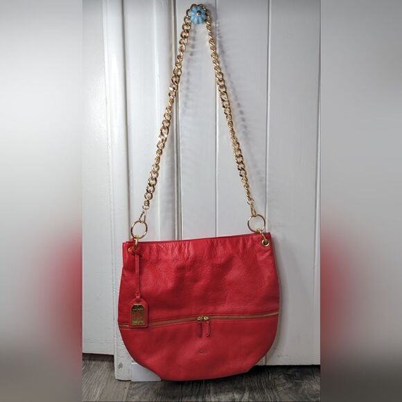 Ralph Lauren Leather Bag Academia 90s Y2K Countryside Chic Preppy Tomato Girl - Picture 2 of 10